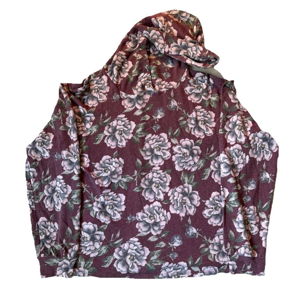 Mia & Tess Floral Hoodie Sweatshirt Size Medium